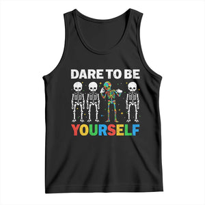 Autism Awareness 67 Tank Top Dare To Be Yourself Six Seven Autism Skeleton TS11 Black Print Your Wear