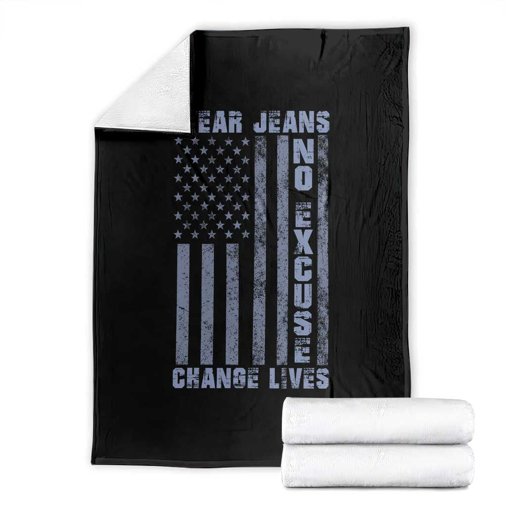 Denim Day Awareness Throw Blanket Wear Jeans No Excuse Change Lives Vintage American Flag TS11 Black Print Your Wear