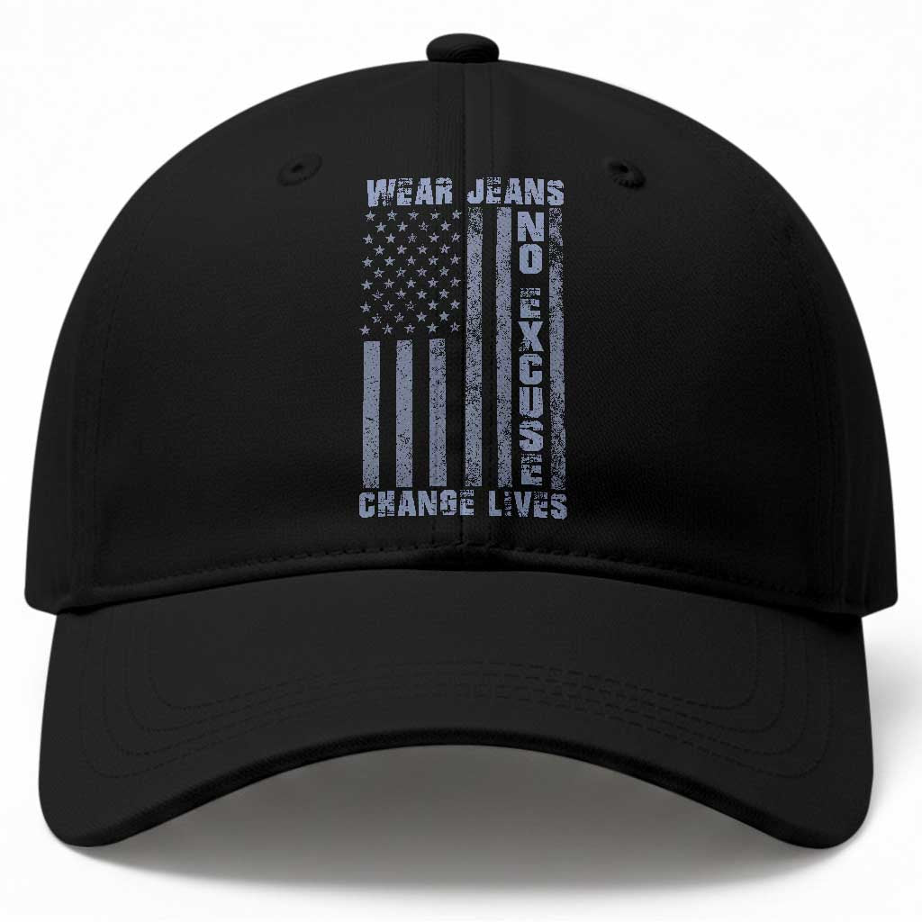 Denim Day Awareness Baseball Cap Wear Jeans No Excuse Change Lives Vintage American Flag TS11 Print Your Wear
