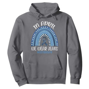 Denim Day Awareness Hoodie In April We Wear Jeans Rainbow TS11 Charcoal Print Your Wear