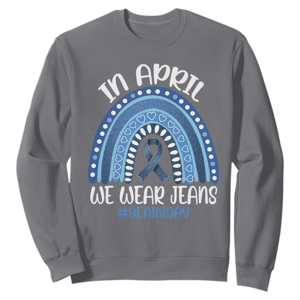 Denim Day Awareness Sweatshirt In April We Wear Jeans Rainbow TS11 Charcoal Print Your Wear