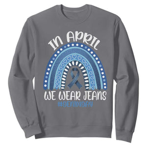 Denim Day Awareness Sweatshirt In April We Wear Jeans Rainbow TS11 Charcoal Print Your Wear