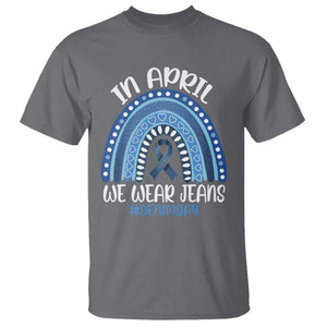 Denim Day Awareness T Shirt In April We Wear Jeans Rainbow TS11 Charcoal Print Your Wear