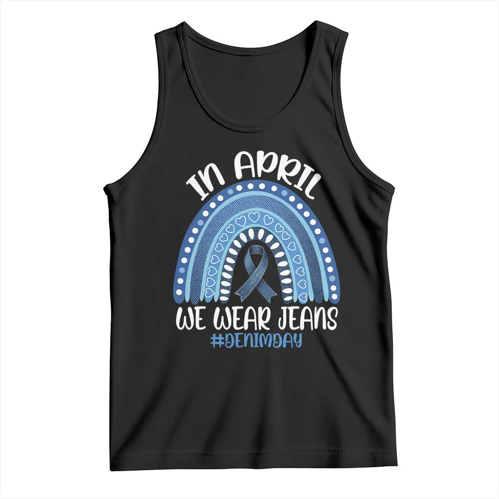 Denim Day Awareness Tank Top In April We Wear Jeans Rainbow TS11 Black Print Your Wear