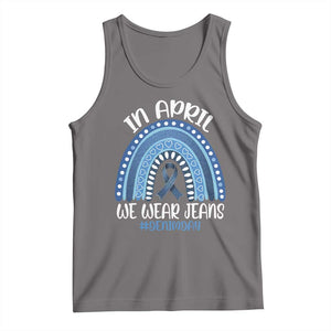 Denim Day Awareness Tank Top In April We Wear Jeans Rainbow TS11 Deep Heather Print Your Wear