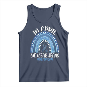 Denim Day Awareness Tank Top In April We Wear Jeans Rainbow TS11 Navy Print Your Wear