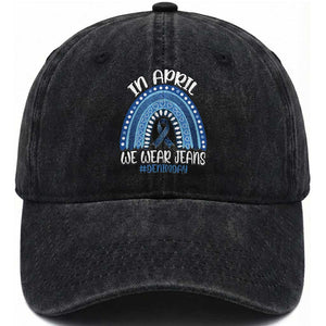 Denim Day Awareness Washed Cotton Baseball Cap In April We Wear Jeans Rainbow TS11 Print Your Wear