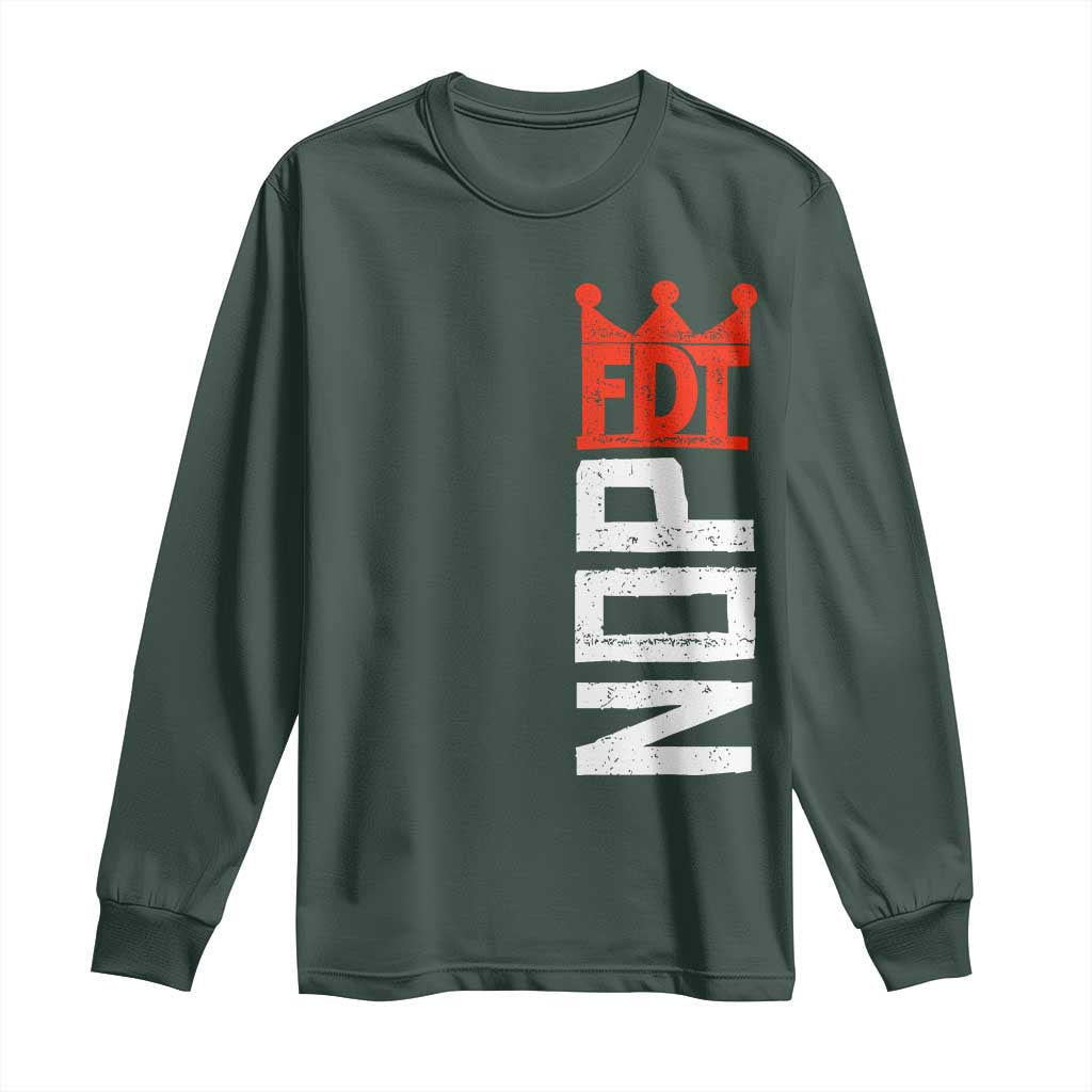 No Kings Protest Nope Funny Political Satire Long Sleeve Shirt TS11 Dark Forest Green Print Your Wear
