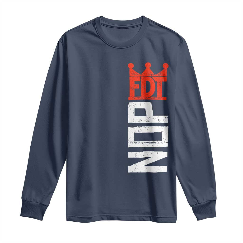 No Kings Protest Nope Funny Political Satire Long Sleeve Shirt TS11 Navy Print Your Wear