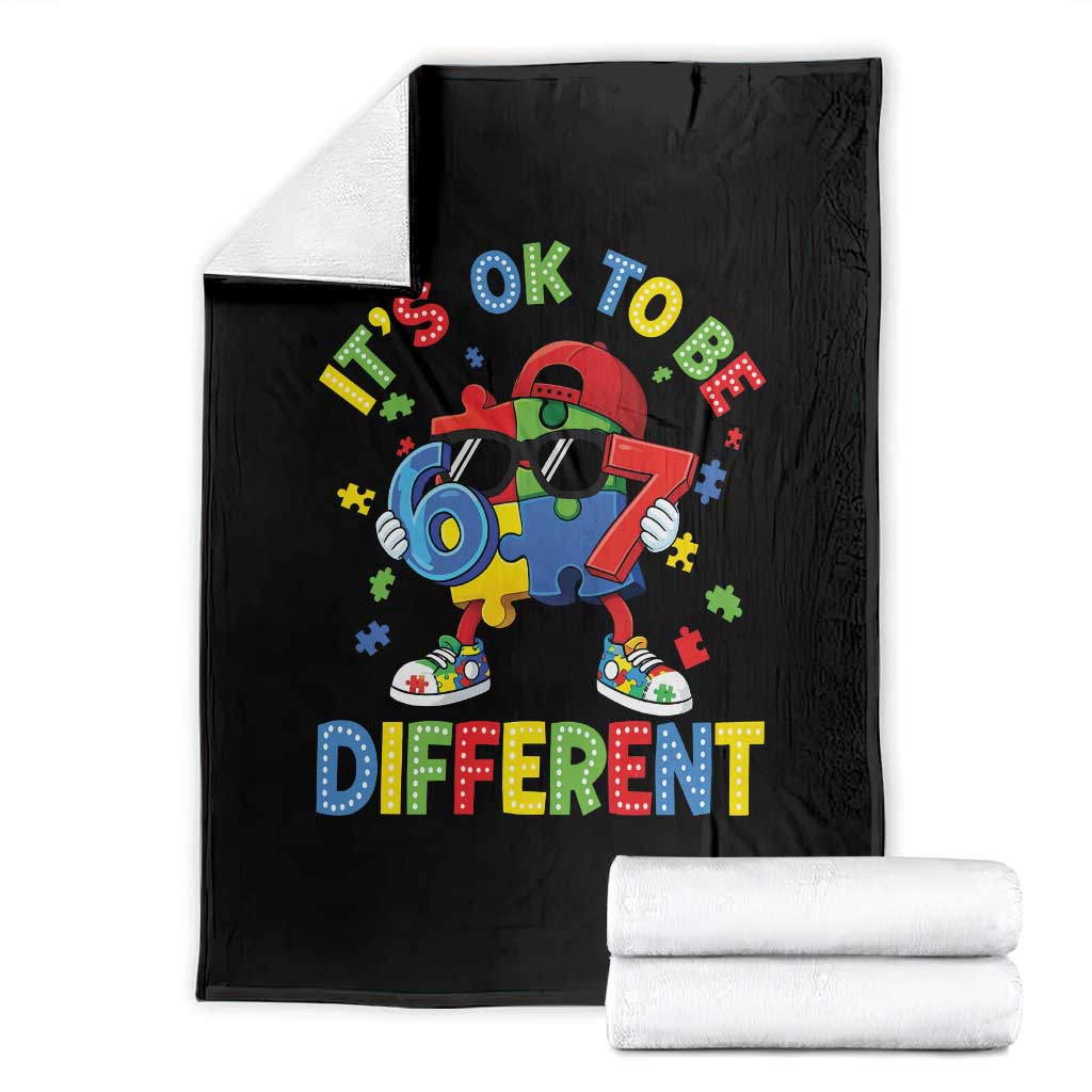 Six Seven Autism Awareness Throw Blanket It Is Ok To Be Different 67 Meme Puzzle TS11 Black Print Your Wear