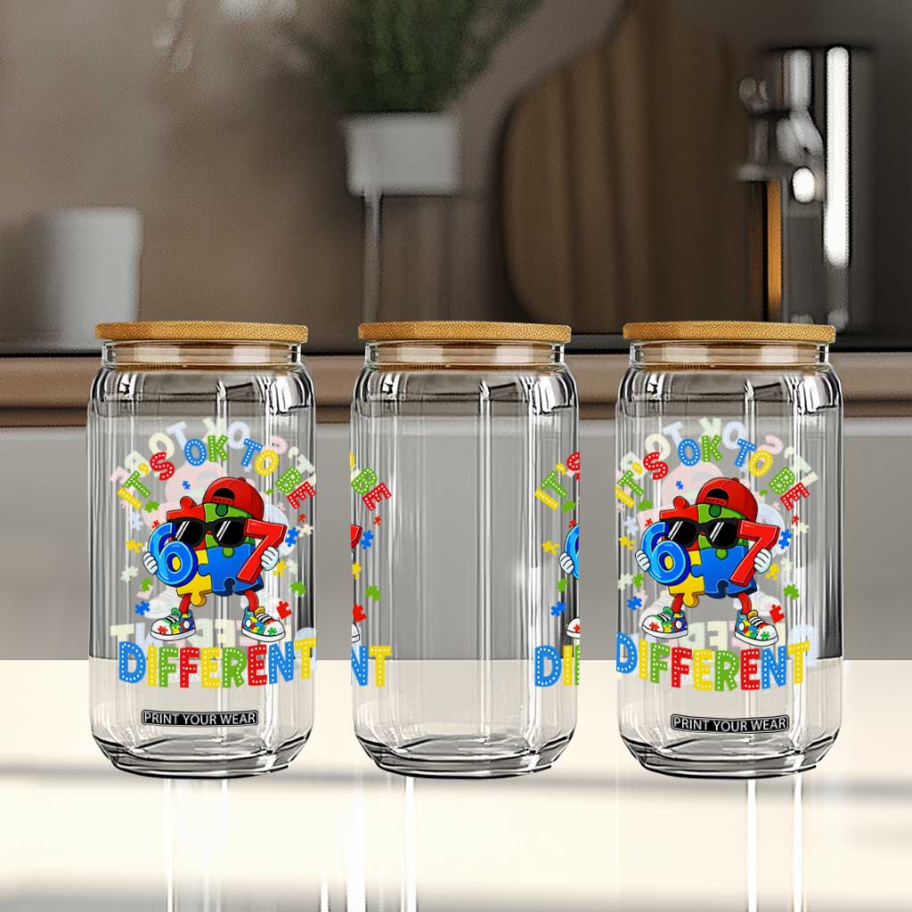 Six Seven Autism Awareness Glass Can It Is Ok To Be Different 67 Meme Puzzle TS11 Print Your Wear