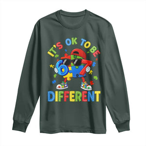 Six Seven Autism Awareness Long Sleeve Shirt It Is Ok To Be Different 67 Meme Puzzle TS11 Dark Forest Green Print Your Wear