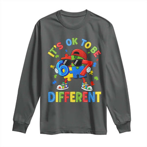 Six Seven Autism Awareness Long Sleeve Shirt It Is Ok To Be Different 67 Meme Puzzle TS11 Dark Heather Print Your Wear