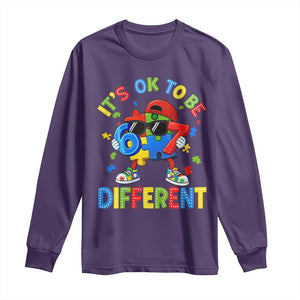 Six Seven Autism Awareness Long Sleeve Shirt It Is Ok To Be Different 67 Meme Puzzle TS11 Purple Print Your Wear