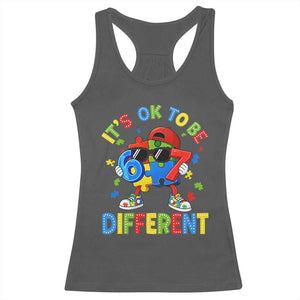 Six Seven Autism Awareness Racerback Tank Top It Is Ok To Be Different 67 Meme Puzzle TS11 Dark Heather Print Your Wear