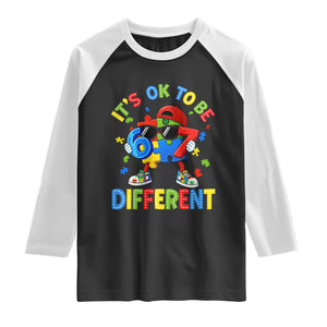 Six Seven Autism Awareness Raglan Shirt It Is Ok To Be Different 67 Meme Puzzle TS11 Black White Print Your Wear