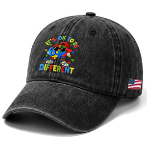 Six Seven Autism Awareness Washed Cotton Baseball Cap It Is Ok To Be Different 67 Meme Puzzle TS11 Print Your Wear