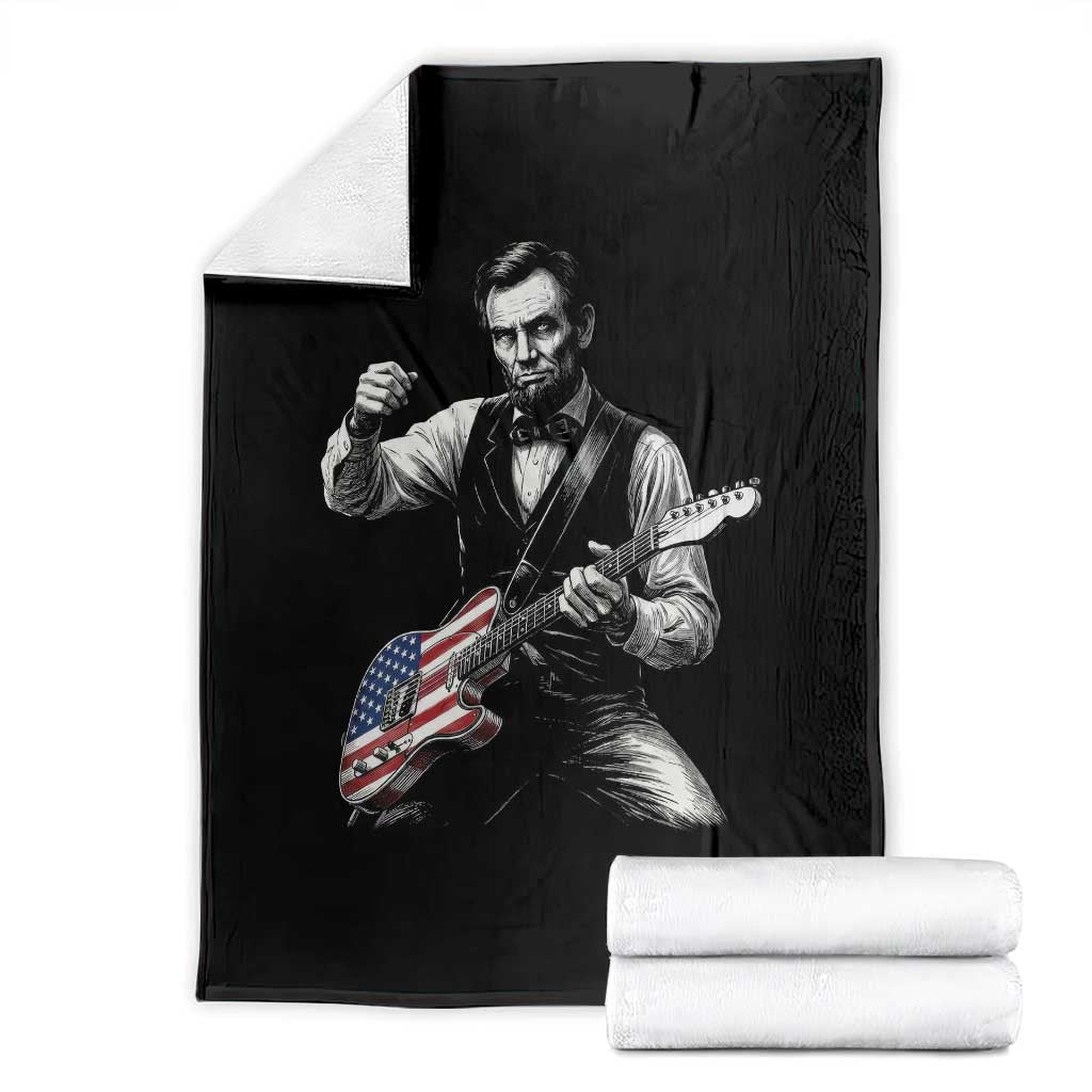 Abraham Lincoln Playing Guitar Vintage American Flag Throw Blanket TS11 Black Print Your Wear