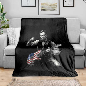 Abraham Lincoln Playing Guitar Vintage American Flag Throw Blanket TS11 Print Your Wear
