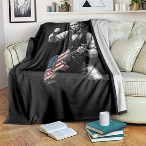 Abraham Lincoln Playing Guitar Vintage American Flag Throw Blanket TS11 Print Your Wear