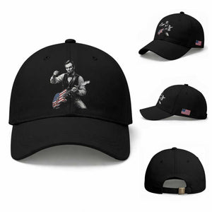 Abraham Lincoln Playing Guitar Vintage American Flag Baseball Cap TS11 Baseball Cap Universal Fit Black Print Your Wear