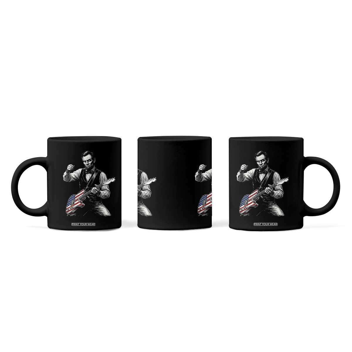 Abraham Lincoln Playing Guitar Vintage American Flag Coffee Mug TS11 Print Your Wear