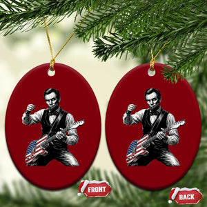 Abraham Lincoln Playing Guitar Vintage American Flag Ceramic Ornament TS11 Print Your Wear
