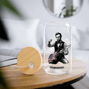 Abraham Lincoln Playing Guitar Vintage American Flag Glass Can TS11 Print Your Wear