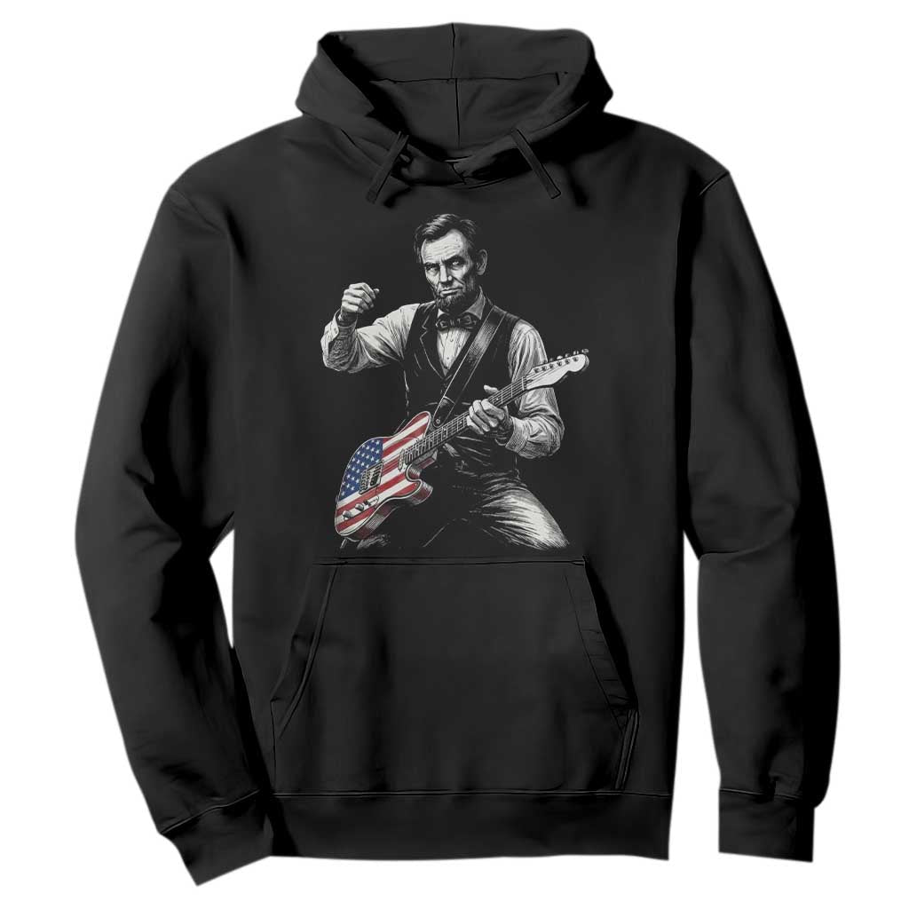 Abraham Lincoln Playing Guitar Vintage American Flag Hoodie TS11 Black Print Your Wear