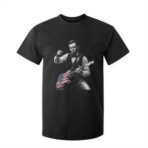 Abraham Lincoln Playing Guitar Vintage American Flag T Shirt For Kid TS11 Black Print Your Wear