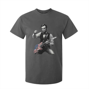 Abraham Lincoln Playing Guitar Vintage American Flag T Shirt For Kid TS11 Dark Heather Print Your Wear