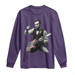 Abraham Lincoln Playing Guitar Vintage American Flag Long Sleeve Shirt TS11 Purple Print Your Wear
