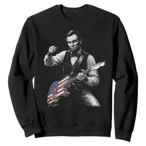 Abraham Lincoln Playing Guitar Vintage American Flag Sweatshirt TS11 Black Print Your Wear