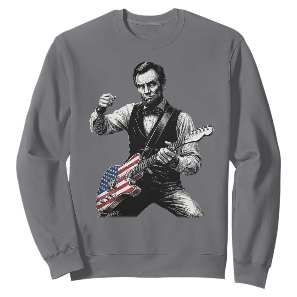 Abraham Lincoln Playing Guitar Vintage American Flag Sweatshirt TS11 Charcoal Print Your Wear