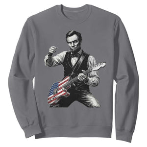 Abraham Lincoln Playing Guitar Vintage American Flag Sweatshirt TS11 Charcoal Print Your Wear