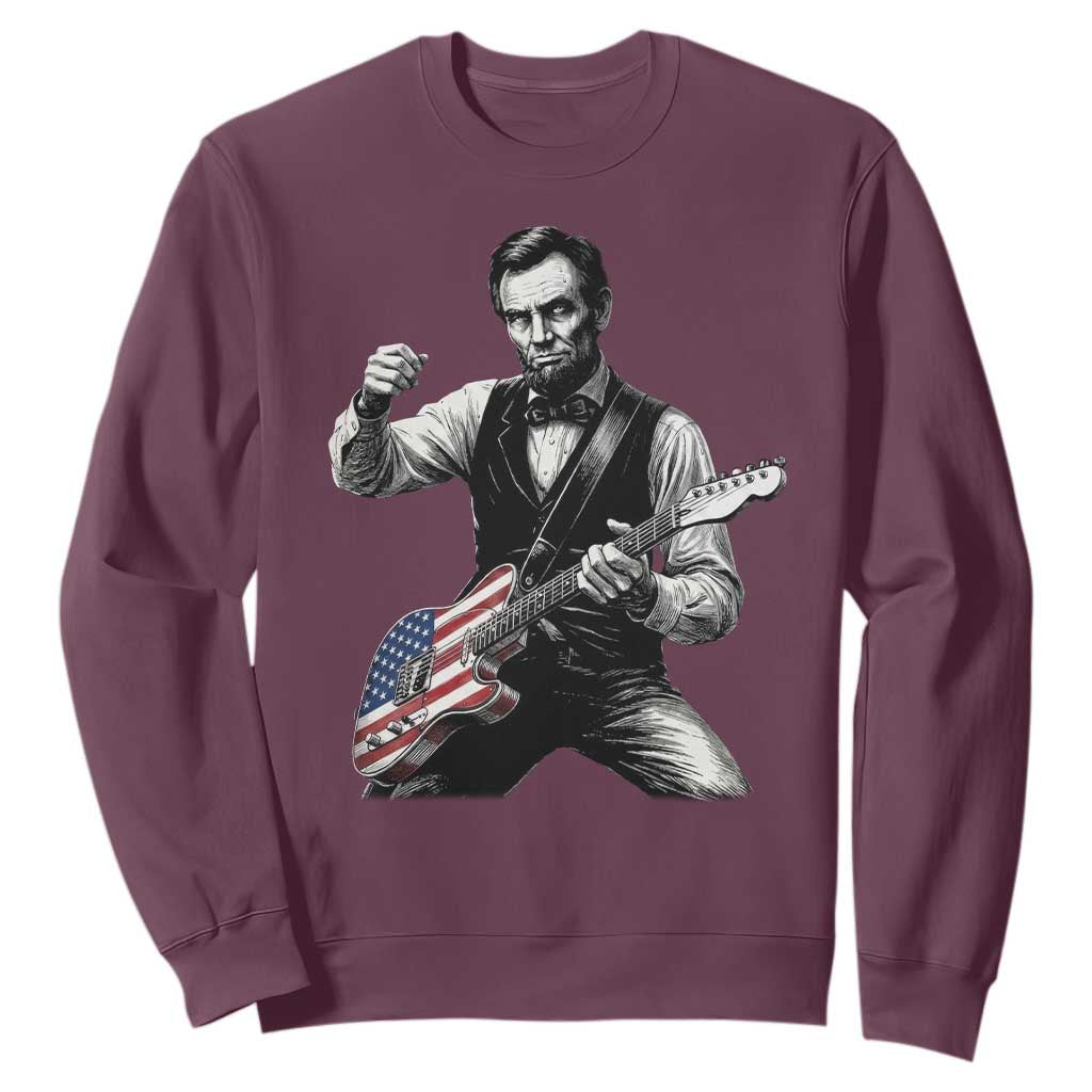 Abraham Lincoln Playing Guitar Vintage American Flag Sweatshirt TS11 Maroon Print Your Wear