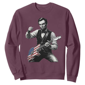Abraham Lincoln Playing Guitar Vintage American Flag Sweatshirt TS11 Maroon Print Your Wear