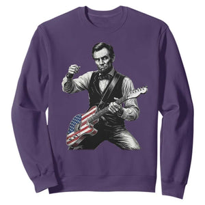 Abraham Lincoln Playing Guitar Vintage American Flag Sweatshirt TS11 Purple Print Your Wear