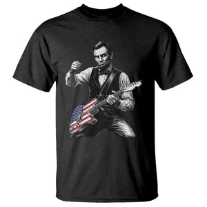 Abraham Lincoln Playing Guitar Vintage American Flag T Shirt TS11 Black Print Your Wear