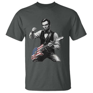 Abraham Lincoln Playing Guitar Vintage American Flag T Shirt TS11 Dark Heather Print Your Wear