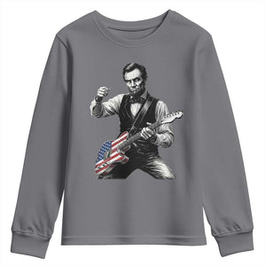 Abraham Lincoln Playing Guitar Vintage American Flag Youth Sweatshirt TS11 Charcoal Print Your Wear