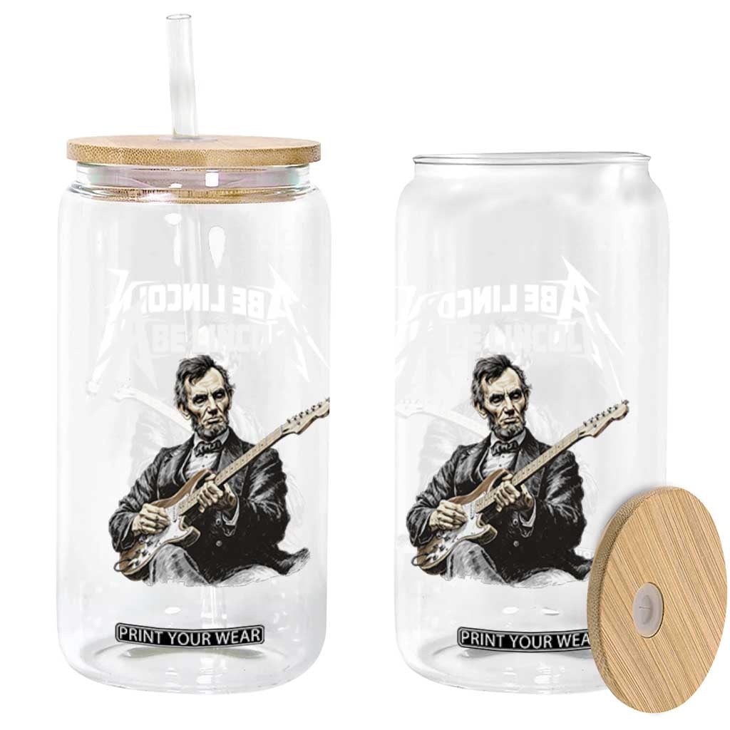Abe Lincoln Playing Electric Guitar Rocker Glass Can TS11 Print Your Wear