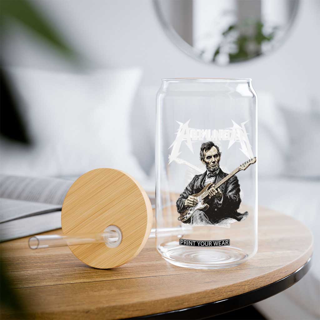 Abe Lincoln Playing Electric Guitar Rocker Glass Can TS11 Print Your Wear