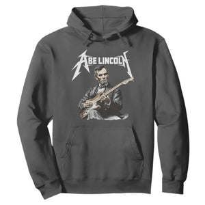 Abe Lincoln Playing Electric Guitar Rocker Hoodie TS11 Dark Heather Print Your Wear