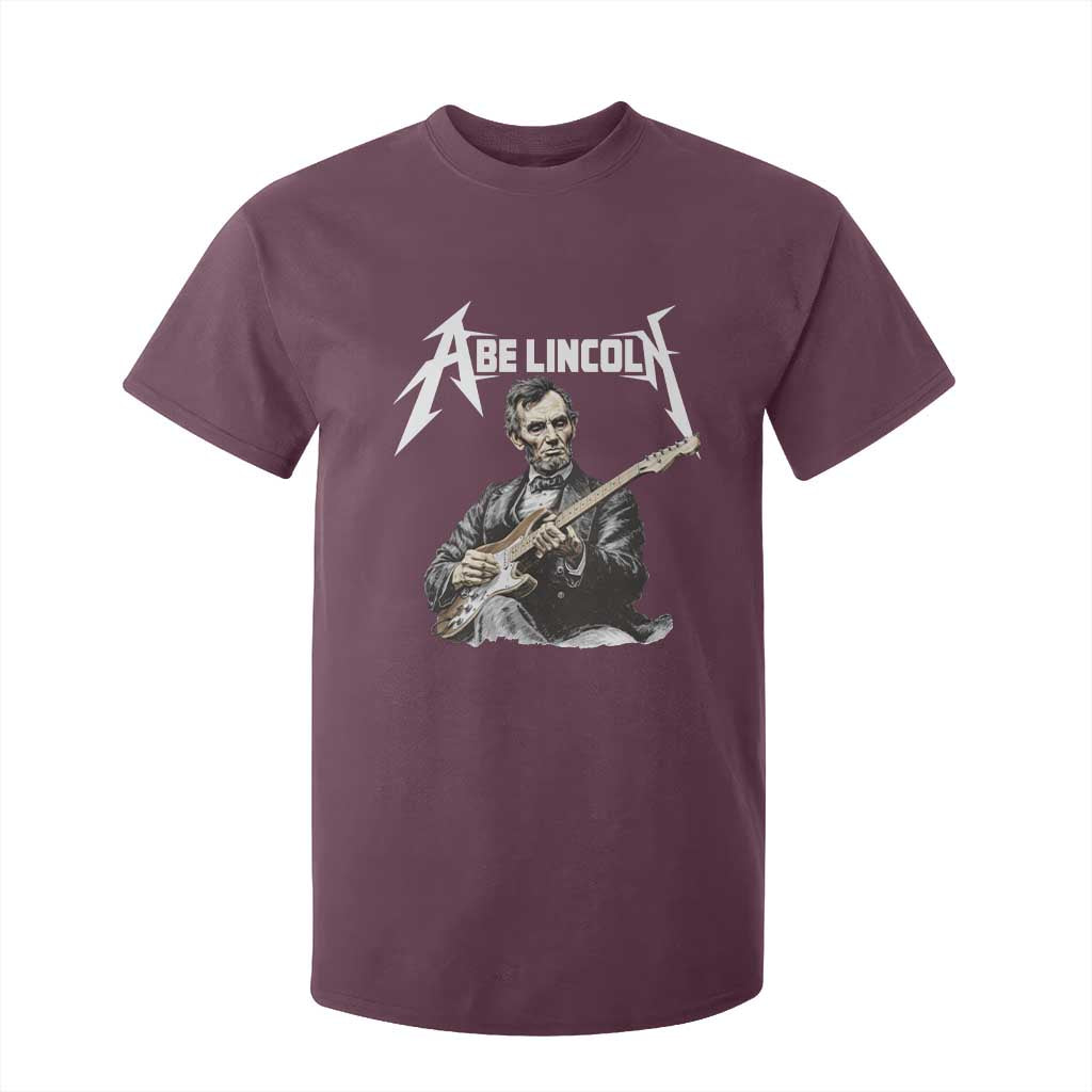 Abe Lincoln Playing Electric Guitar Rocker T Shirt For Kid TS11 Maroon Print Your Wear