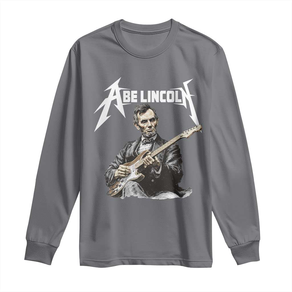 Abe Lincoln Playing Electric Guitar Rocker Long Sleeve Shirt TS11 Charcoal Print Your Wear