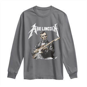 Abe Lincoln Playing Electric Guitar Rocker Long Sleeve Shirt TS11 Charcoal Print Your Wear