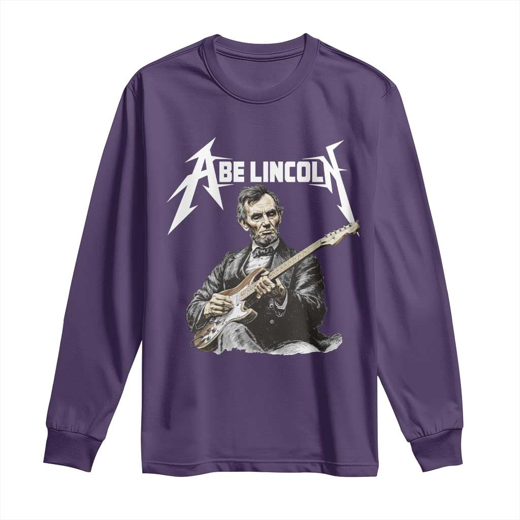 Abe Lincoln Playing Electric Guitar Rocker Long Sleeve Shirt TS11 Purple Print Your Wear