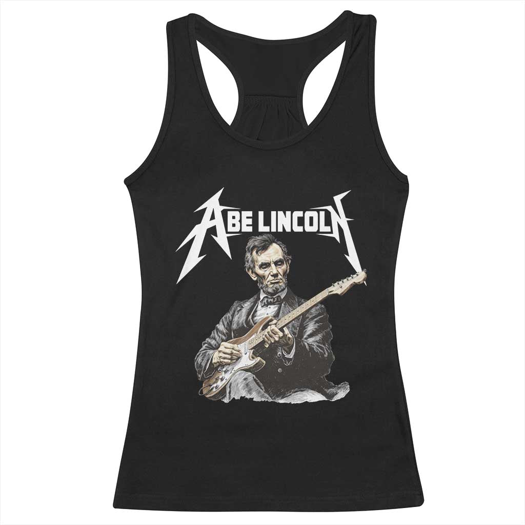 Abe Lincoln Playing Electric Guitar Rocker Racerback Tank Top TS11 Black Print Your Wear