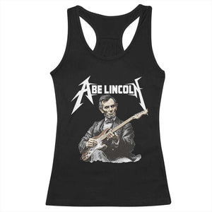Abe Lincoln Playing Electric Guitar Rocker Racerback Tank Top TS11 Black Print Your Wear